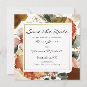 Reserve A Data Casamento Floral de Autumn Watercolor