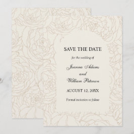 Reserve A Data Casamento floral de bege castanho moderno