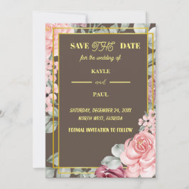 Reserve A Data Casamento Floral de Blush Rosa-Rosa-Brilhante Eleg