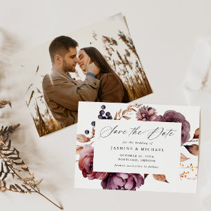 Reserve A Data Casamento Floral de Caligrafia Rustic Autumn Marsa