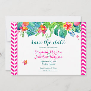 Reserve A Data Casamento floral de Chevron da cerceta tropical do