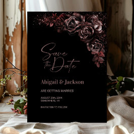 Reserve A Data Casamento Floral de Chocolate Moody Salve a Data