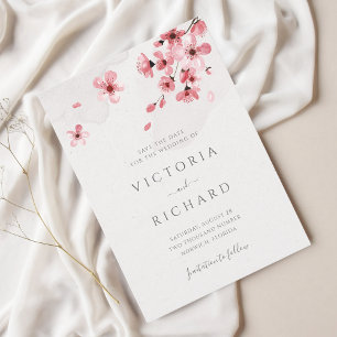 Reserve A Data Casamento Floral de Cor de Água com Blossom de Cer