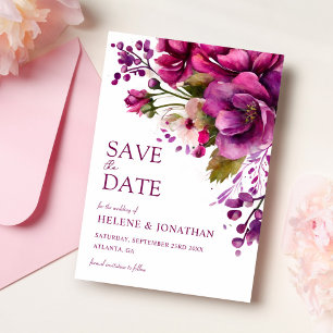 Reserve A Data Casamento Floral de Cor de Água Rosa Moderna