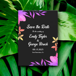 Reserve A Data Casamento Floral De Cores Neon Negras E Brancas