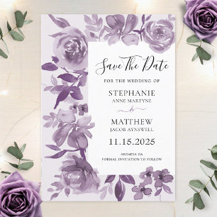 Reserve A Data Casamento Floral de Elegante Dusty Mauve Watercolo