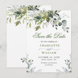 Reserve A Data Casamento Floral de Eucalipto em Aquarela Elegante