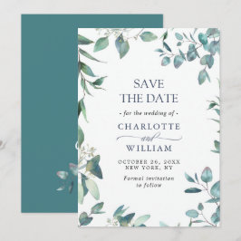 Reserve A Data Casamento Floral de Eucalipto em Aquarela Elegante