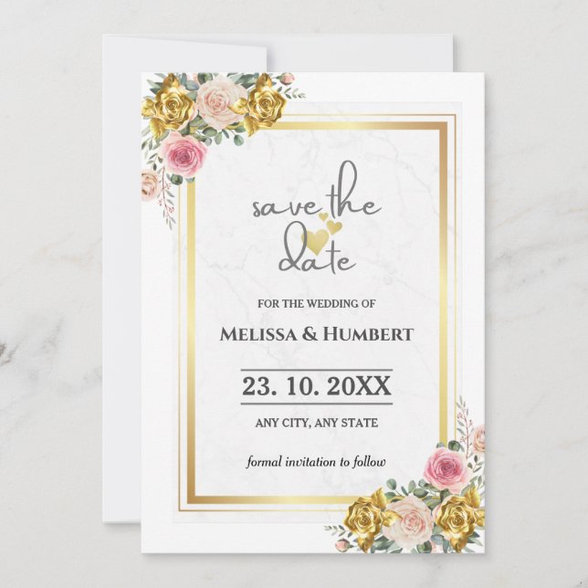 Reserve A Data Casamento Floral de Eucalipto em Rosa Elegante e D (Frente)