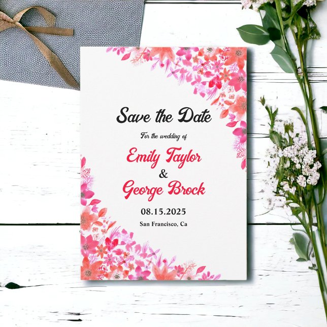 Reserve A Data Casamento Floral de Ferida Botânica Elegante (Criador carregado)