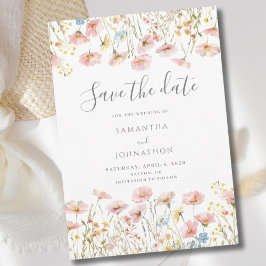 Reserve A Data Casamento Floral de Flor Silvestre Rosa Corada 