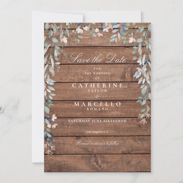 Reserve A Data Casamento Floral de Flores Silvestres de Madeira R (Frente)