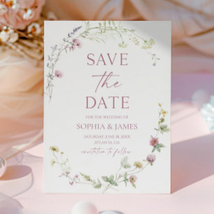 Reserve A Data Casamento Floral de Flores Silvestres Elegantes