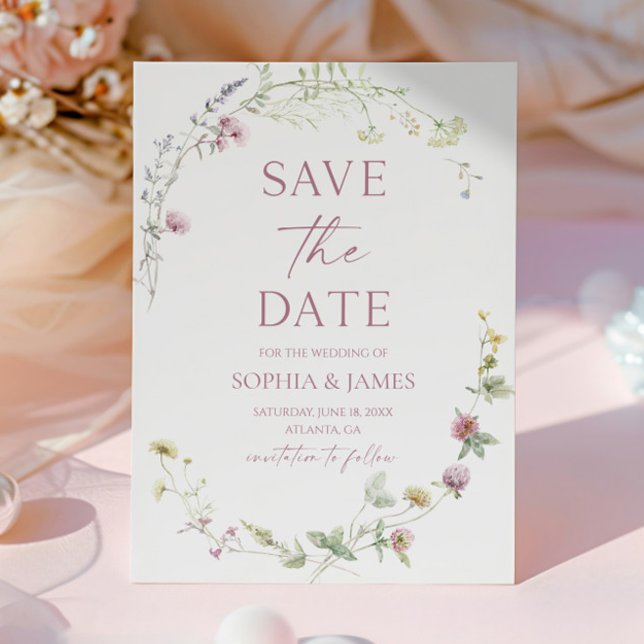 Reserve A Data Casamento Floral de Flores Silvestres Elegantes (Criador carregado)