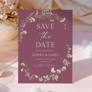 Reserve A Data Casamento Floral de Flores Silvestres Elegantes