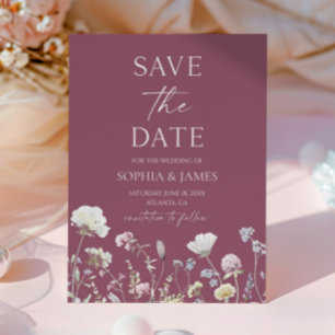 Reserve A Data Casamento Floral de Flores Silvestres Elegantes