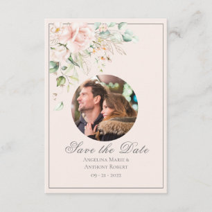 Reserve A Data Casamento Floral de Foto com Molho Cor de Água Ros