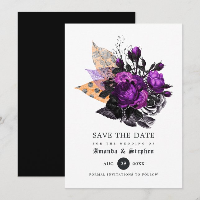 Reserve A Data Casamento Floral de Halloween (Frente/Verso)