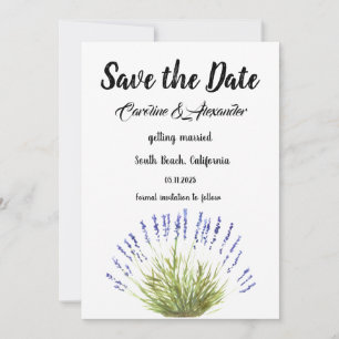 Reserve A Data Casamento Floral de Herbos de Lavanda de Aquarela