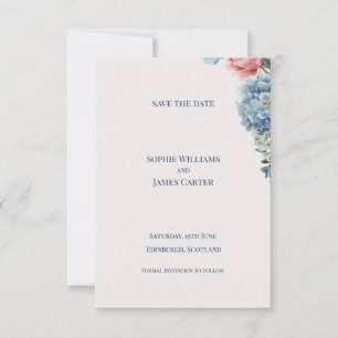 Reserve A Data Casamento Floral de Hortênsia Azul e Rosa Rubor