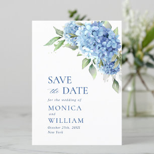 Reserve A Data Casamento Floral de Hortênsia Azul Elegante