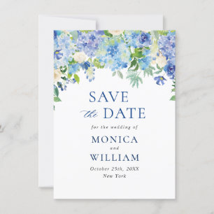 Reserve A Data Casamento Floral de Hydrangea Azul Elegante