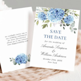 Reserve A Data Casamento Floral de Hydrangea Azul Elegante