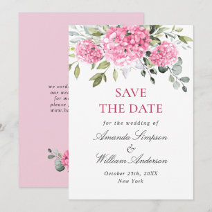 Reserve A Data Casamento Floral de Hydrangea Rosa Elegante