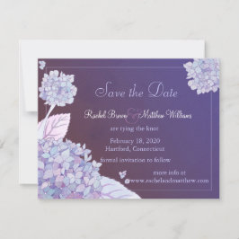 Reserve A Data Casamento Floral de Hydrangeas Roxas Salvar a Data