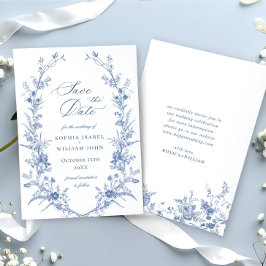 Reserve A Data Casamento Floral de Jardim Azul e Vitoriano