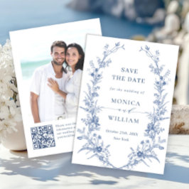 Reserve A Data Casamento Floral de Jardim Azul e Vitoriano