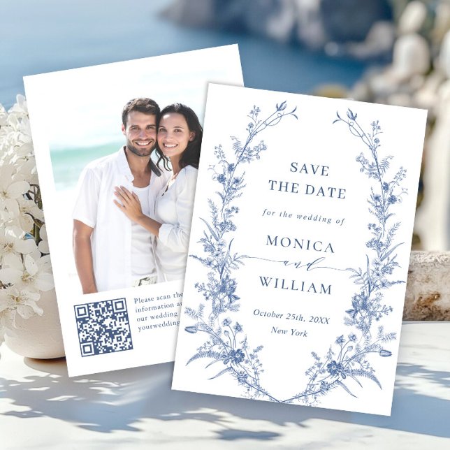 Reserve A Data Casamento Floral de Jardim Azul e Vitoriano (Criador carregado)