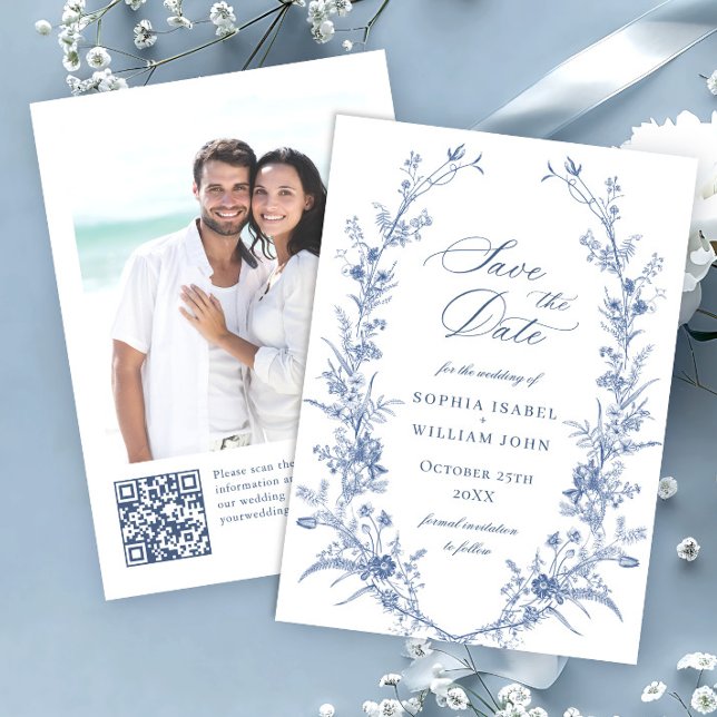 Reserve A Data Casamento Floral de Jardim Azul e Vitoriano (Criador carregado)