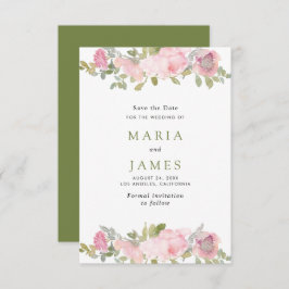 Reserve A Data Casamento Floral de Jardim de Verão em Aquarela