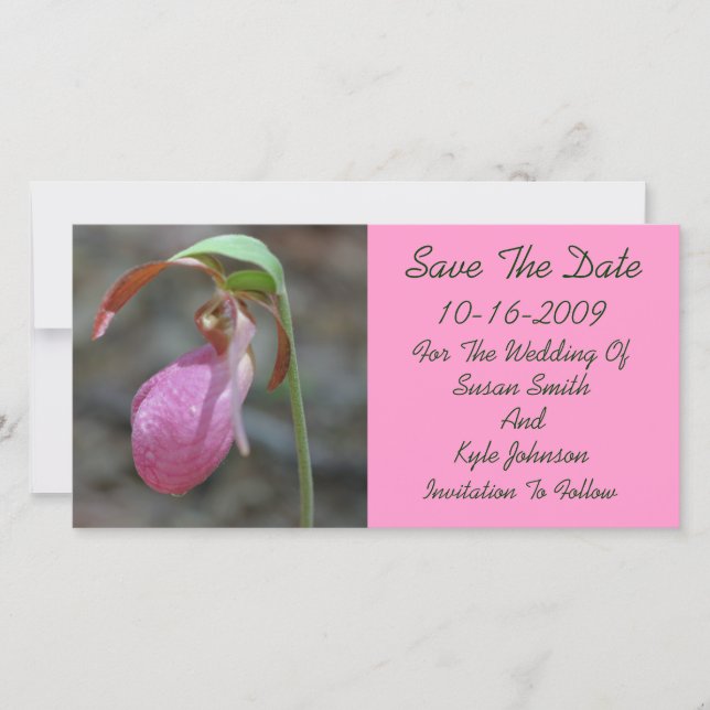 Reserve A Data Casamento Floral De Lady Slipper Rosa Salve A Data (Frente)