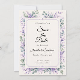 Reserve A Data Casamento Floral de Lavanda Etérea