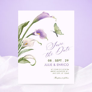 Reserve A Data Casamento floral de lírio roxo