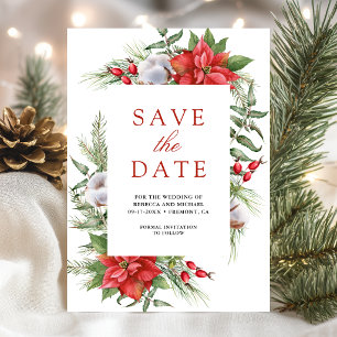 Reserve A Data Casamento Floral de Natal com Poinsettia Rústica e