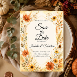 Reserve A Data Casamento Floral de Outono Elegante