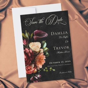 Reserve A Data Casamento Floral de Outono Elegante e Escuro