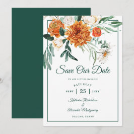 Reserve A Data Casamento Floral de outono Emerald Verde