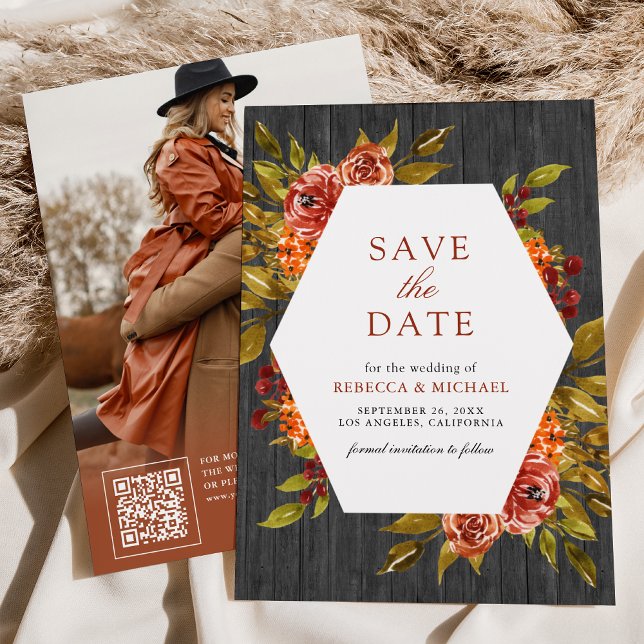 Reserve A Data Casamento Floral de Outono Laranja Queimado em Mad (Criador carregado)