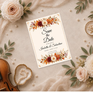 Reserve A Data Casamento Floral de Outono Rústico