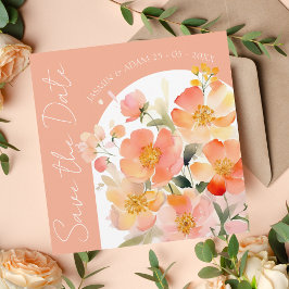 Reserve A Data Casamento Floral de Peach Laranja de Arca Moderna