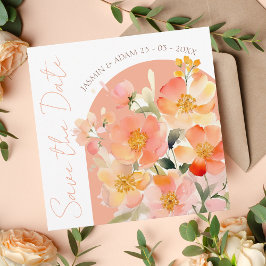 Reserve A Data Casamento Floral de Peach Laranja de Arca Moderna