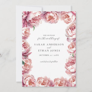 Reserve A Data Casamento Floral de Peony Rosa Rosa Blush Moderno
