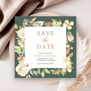 Reserve A Data Casamento Floral de Pêssego Macio Terroso em Verde