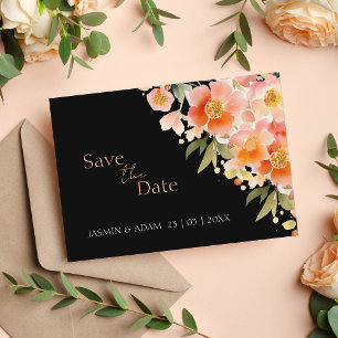 Reserve A Data Casamento Floral de Pessegueira Laranja Moderna
