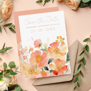 Reserve A Data Casamento Floral de Pessegueira Laranja Moderna