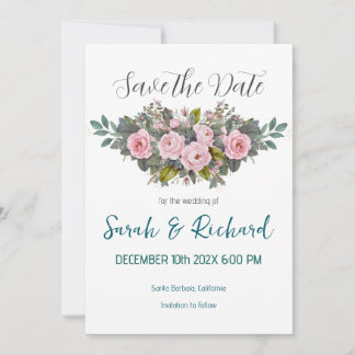 Reserve A Data Casamento Floral de Pincel Suave